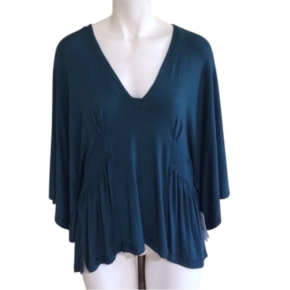 Free People V-Neck Butterfly Sleeves Jade top size S - Picture 1 of 6